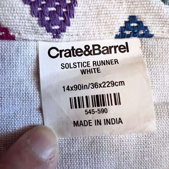 Crate & Barrel Solstice Table Runner Spring Easter Rainbow Embroidered 90x14 - Picture 11 of 15